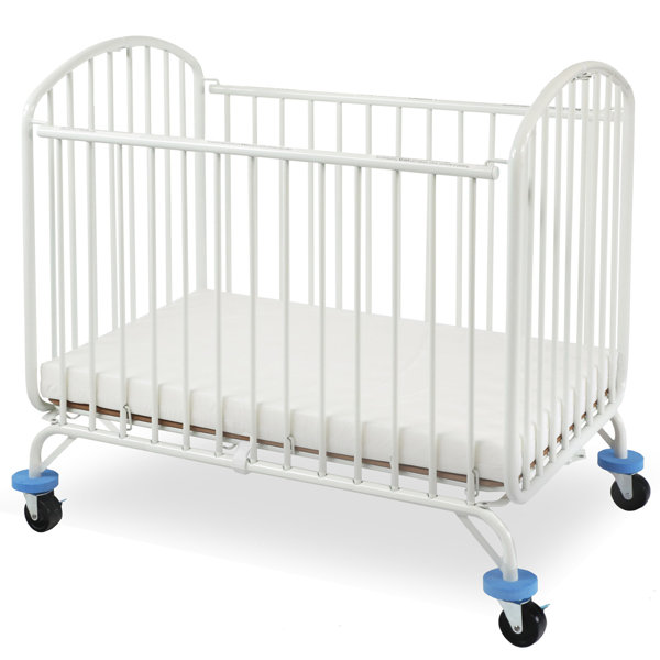 L.A. Baby Folding Arched Compact Folding Portable Crib with Mattress